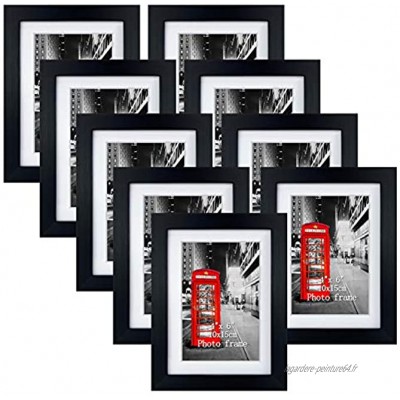 Brand – Eono Cadres Photo Noirs 10x15cm avec Passe-Partout Blanc ou 13x18cm sans Passe-Partout Lot de 9 Cadre Photo à Suspendre ou à Poser