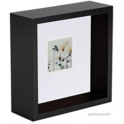 Nicola Spring 6 x 6 3D Ombre Profonde Boîte Cadre Photo Artisanat d'affichage Cadre Photo avec 2 x 2 Mount Noir