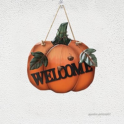 Couronne d'automne de Signe de Bienvenue de Citrouille en Bois décoration de Porte de Signe de Maison Suspendue pour la récolte d'automne Thanksgiving Halloween Porte décoration Murale